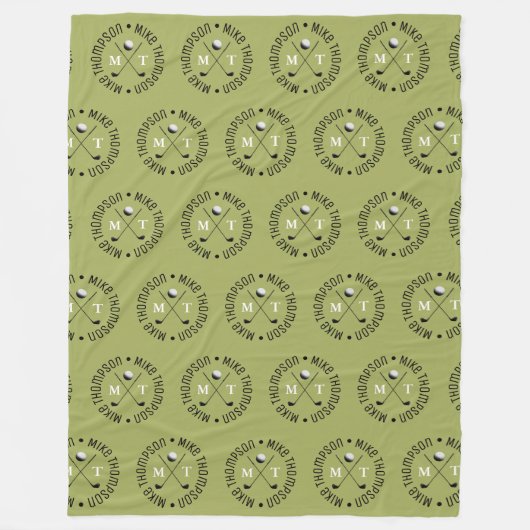 Golf Players khaki Logo Mit Monogramm Allover Fleecedecke (Vorderseite)