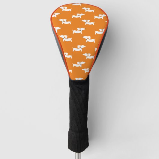 Golf Playing Dackel Mama Orange Golf Headcover (Vorderseite)