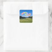 Golf Pride auf Golfplatz regenbogenfarbenem Thema Quadratischer Aufkleber (Tasche)