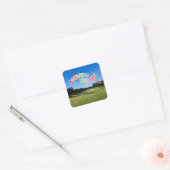 Golf Pride auf Golfplatz regenbogenfarbenem Thema Quadratischer Aufkleber (Umschlag)