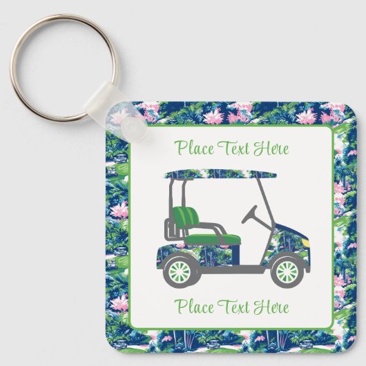 Golf Print Golf Cart Schlüsselanhänger (Vorderseite)