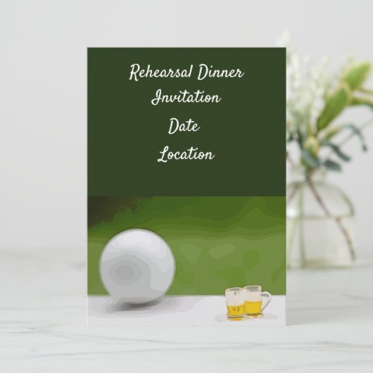 Golf Probe Dinner Einladung mit Ball & Bier (Stehend Vorderseite)