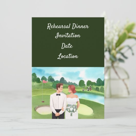 Golf Probe Hochzeitsessen Einladung (Stehend Vorderseite)