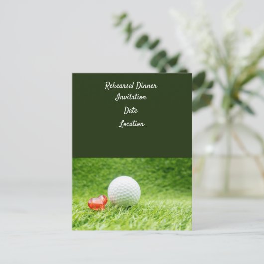 Golf Probe Hochzeitsessen Einladung Postkarte (Stehend Vorderseite)