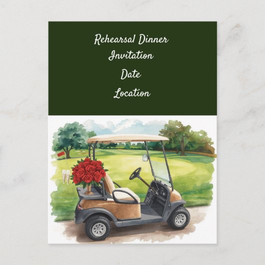 Golf-Probeessen Hochzeits-Dinner-Einladung Postkarte (Vorderseite)