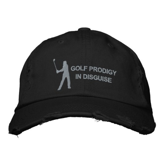 Golf Prodigo in versteckter Schönheit Funny Golf D Bestickte Baseballkappe (Vorderseite)