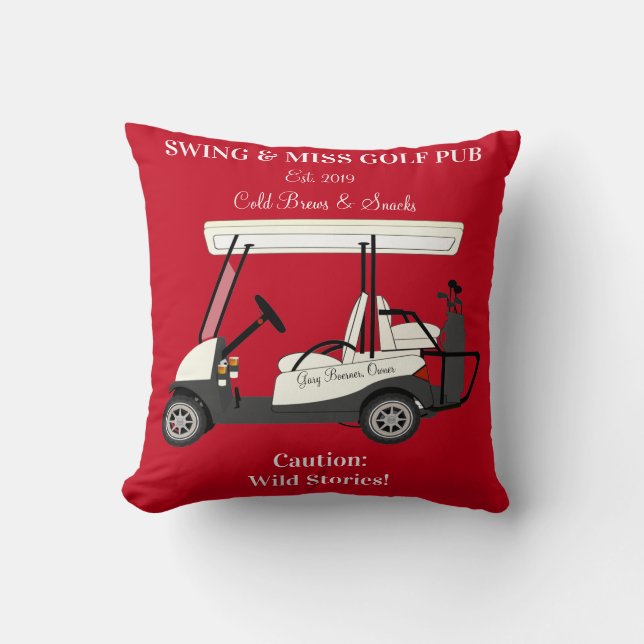 Golf Pub Golf Cart Beer & Snacks Wilde Geschichten Kissen (Vorderseite)