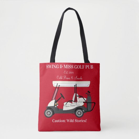 Golf Pub Golf Cart Beer & Snacks Wilde Geschichten Tasche (Vorderseite)