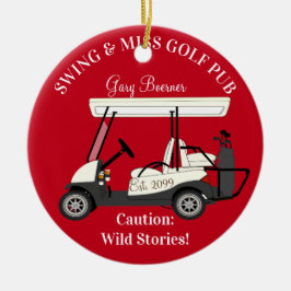 Golf Pub mit Kunst Golfer Keramik Ornament
