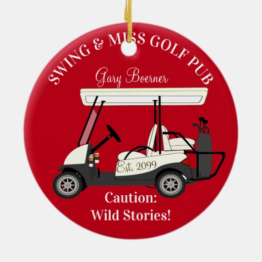 Golf Pub mit Kunst Golfer Keramik Ornament (Hinten)