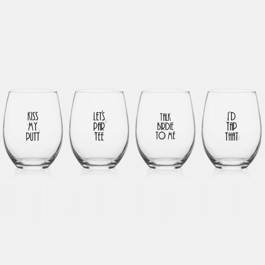 Golf Pun Glass Set Weinglas Ohne Stiel (Vorderseite)