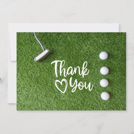 Golf Putter auf grünem Gras Danke (Vorderseite)