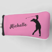 Golf Putter Cover "golfer Michelle" pink Golf Headcover (Vorderseite)