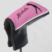Golf Putter Cover "golfer Michelle" pink Headcover (3/4 Vorderseite)
