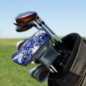 Golf Putter Cover mit blauweißem Farbdesign Golf Headcover (In Situ)