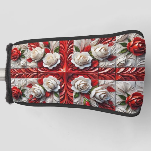 Golf Putter Cover mit englischer Rose Design Headcover (Vorderseite)