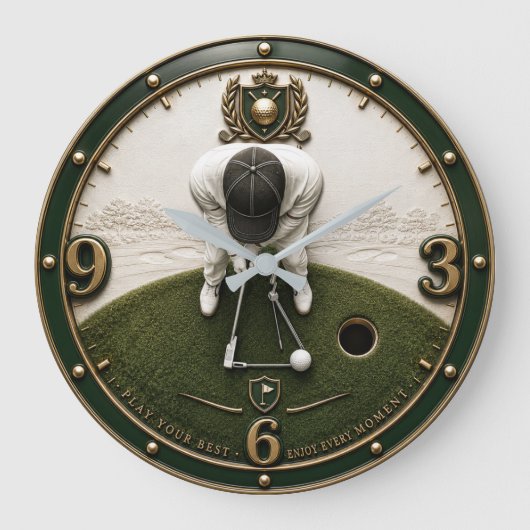 Golf Putting Golfer Gift Große Wanduhr (Vorderseite)