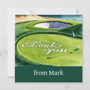 Golf Putting Green mit Dankeschön Wort Dankeskarte
