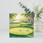 Golf Putting Green mit Dankeschön Wort Dankeskarte (Stehend Vorderseite)