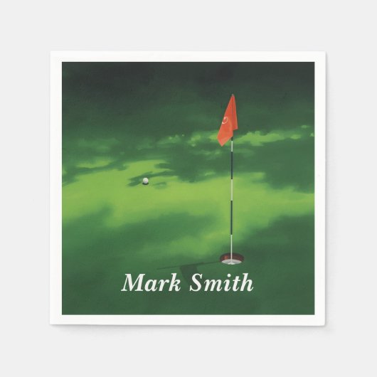 Golf Putting Green mit Namen  Serviette (Vorderseite)