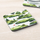 Golf Putting Green mit roter Flagge Getränkeuntersetzer (Linke Seite)