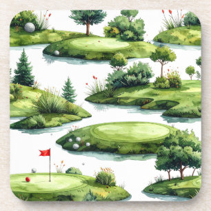 Golf Putting Green mit roter Flagge Getränkeuntersetzer