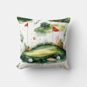 Golf Putting Green mit roter Flagge Kissen