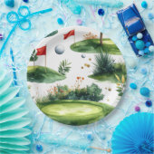 Golf Putting Green mit roter Flagge Pappteller (Party)