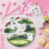Golf Putting Green mit roter Flagge Pappteller (Party)