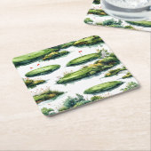 Golf Putting Green mit roter Flagge Rechteckiger Pappuntersetzer (angewinkelt)