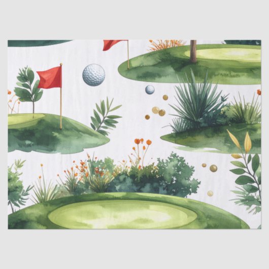 Golf Putting Green mit roter Flagge Seidenpapier (Vorderseite)