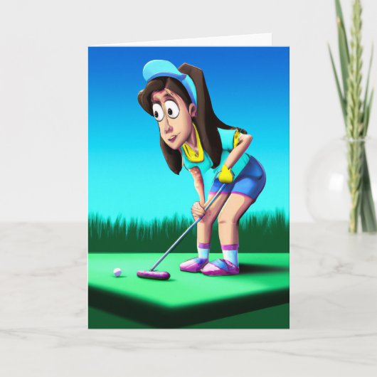 Golf Putting Grußkarte Feiertagskarte (Vorderseite)