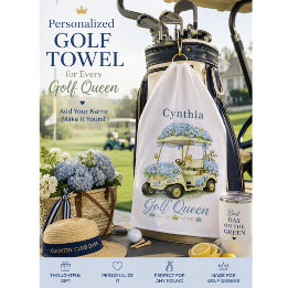Golf Queen Hortensien personalisiertes Namensgolfh Golfhandtuch