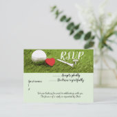 Golf R.S.V.P Hochzeitseinladung mit Golfball Postkarte (Stehend Vorderseite)