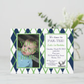 Golf Raute Foto Einladung (Stehend Vorderseite)