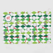 Golf Raute Gemustert Golfer Monogram Golfhandtuch (Horizontal)