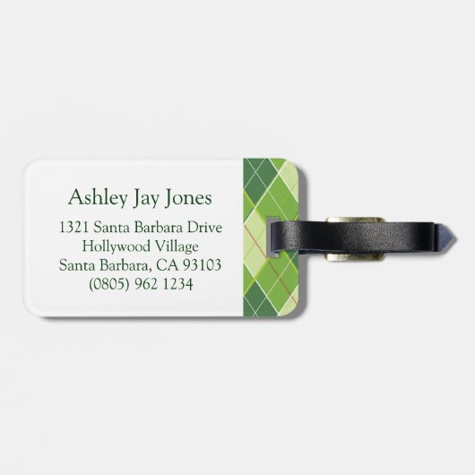 Golf Raute Tee Green Gepäckanhänger (Rückseite horizontal)