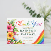 Golf-Regenbogen auf dem Fairway Pride Golf-Feier Dankeskarte (Stehend Vorderseite)