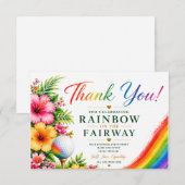 Golf-Regenbogen auf dem Fairway Pride Golf-Feier Dankeskarte (Vorne/Hinten)