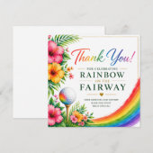 Golf-Regenbogen auf dem Fairway Pride Golf-Feier Dankeskarte (Vorne/Hinten)