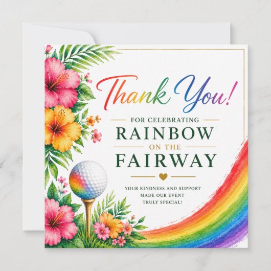 Golf-Regenbogen auf dem Fairway Pride Golf-Feier Dankeskarte (Vorderseite)