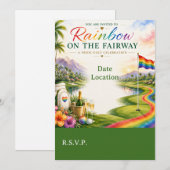 Golf-Regenbogen auf dem Fairway Pride Golf-Feier Einladung (Vorne/Hinten)