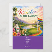 Golf Regenbogen auf dem Fairway Pride Golf Feier Einladung (Vorderseite)