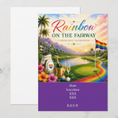Golf Regenbogen auf dem Fairway Pride Golf Feier Einladung (Vorne/Hinten)