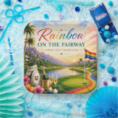 Golf Regenbogen auf dem Fairway Pride Golf Feier Pappteller (Party)