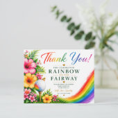 Golf-Regenbogen auf dem Fairway Pride Golf-Feier Postkarte (Stehend Vorderseite)
