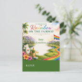 Golf-Regenbogen auf dem Fairway Pride Golf-Feier Postkarte (Stehend Vorderseite)