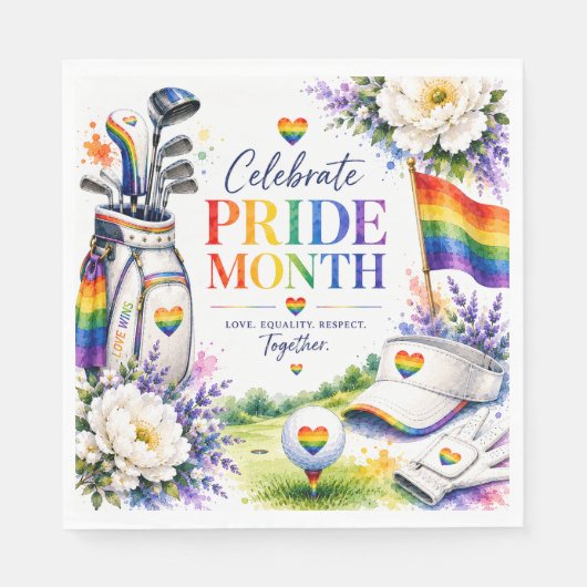 Golf Regenbogen auf dem Fairway Pride Golf Feier Serviette (Vorderseite)