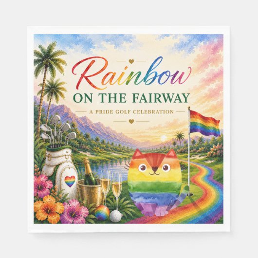 Golf Regenbogen auf der Fairway Pride Golf Feier Serviette (Vorderseite)