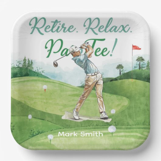 Golf-Rente für Golfer Pappteller (Vorderseite)